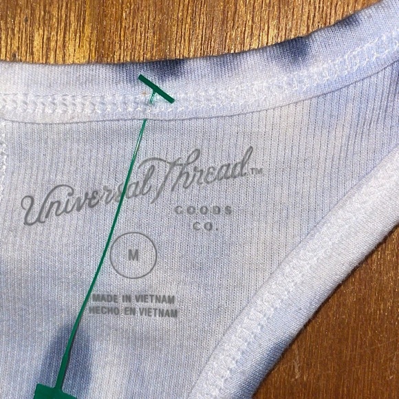 •UNIVERSAL THREAD•WHITE & BLUE RIBBED TIE-DYE RACERBACK TANK TOP SIZE MEDIUM - Picture 6 of 11